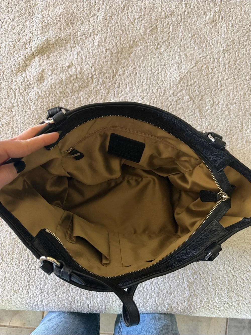 Coach Black Pebbled Leather Shoulder Tote
